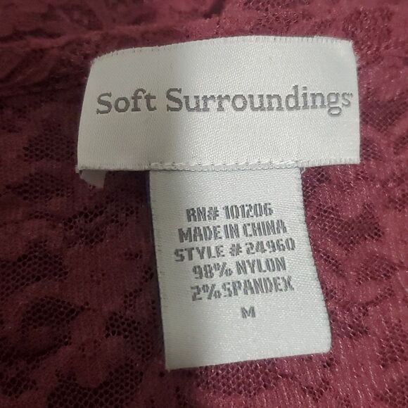 Soft Surroundings Lace Stretch Long Sleeve Layering Top Dusty Rose Pink Mauve - Picture 4 of 5